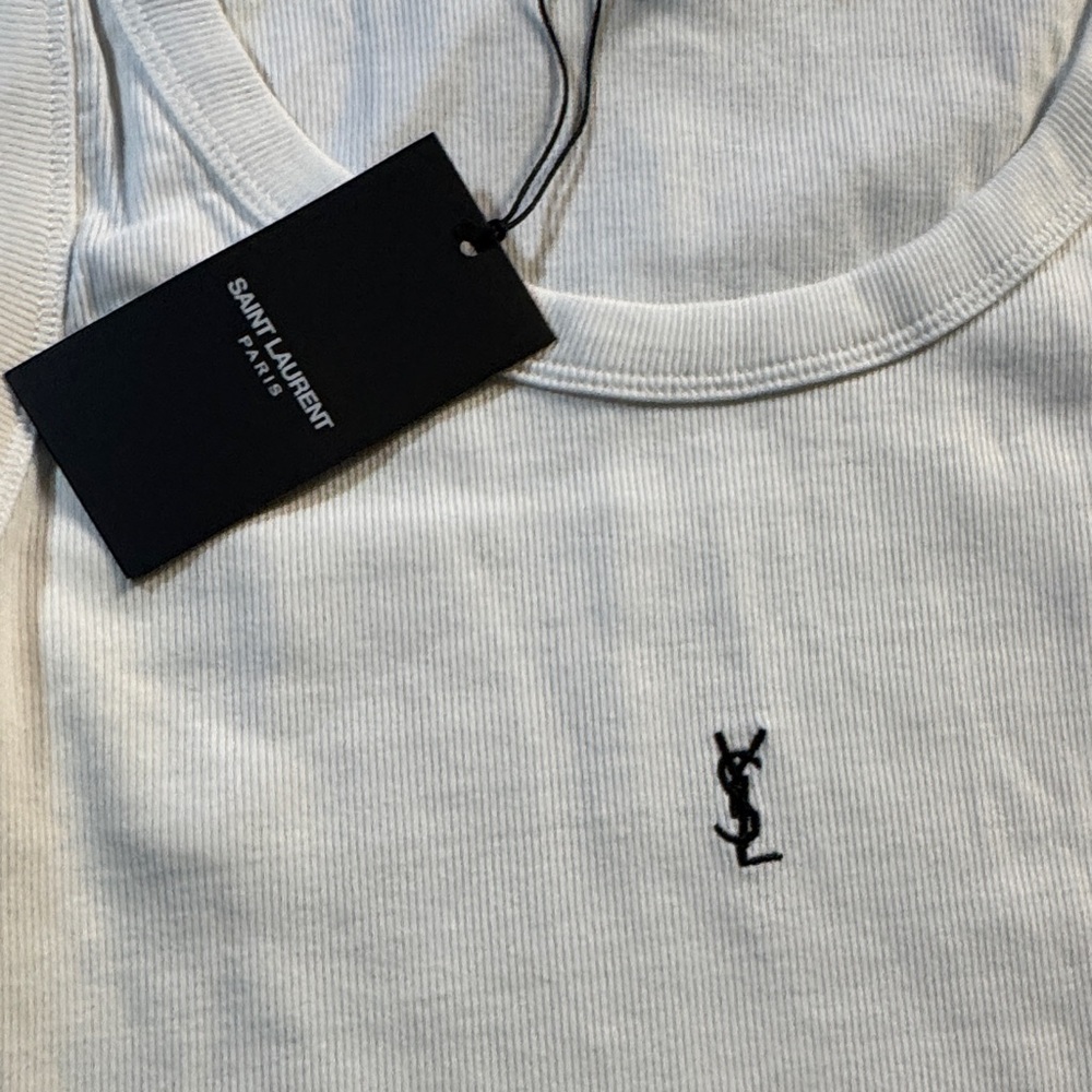 Saint Laurent White Cassandre Tank Top - Picture 3 of 4